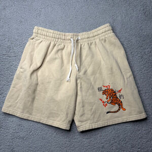 Bowery Supply Co Shorts Men's Medium Tan Tiger Graphic Drawstring